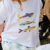 Camiseta oversize niño Blanco Pila de peces