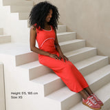St Tropez Ribbed Stillkleid Rot & Rosa