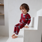 Kinder-PJ-Set Burgund Zebra