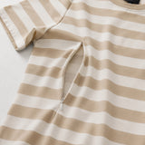 Robe d'allaitement rayée Beige / White