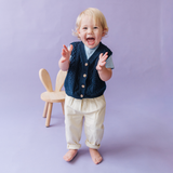 Chaleco de punto de algodón azul marino