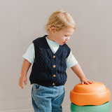 Chaleco de punto de algodón azul marino