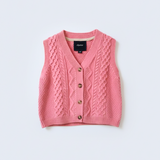 Gebreid katoenen vest roze