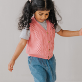 Gebreid katoenen vest roze