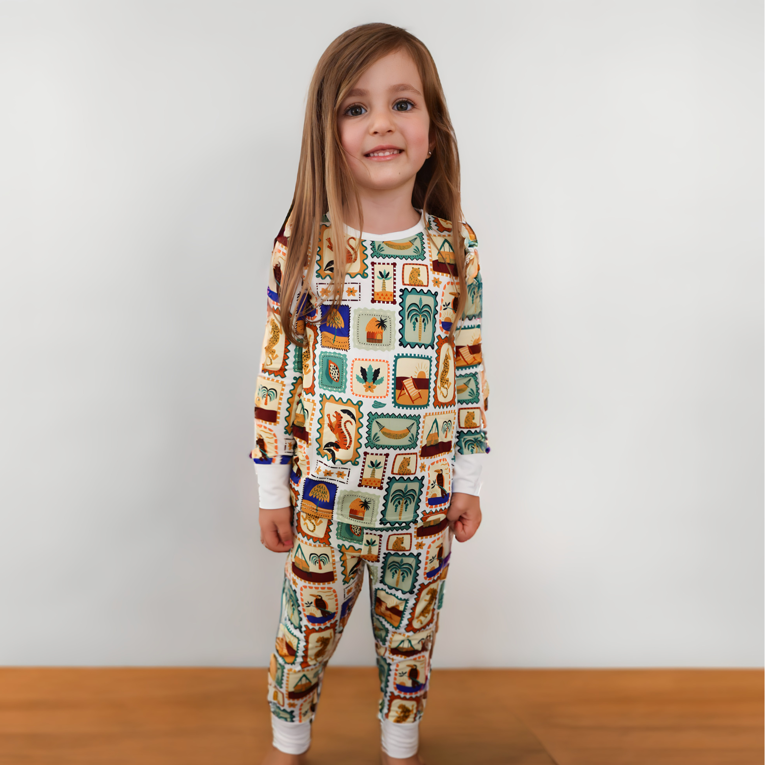 Children's PJ Set Animal Stamps