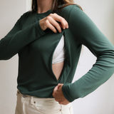 Borstvoeding T-shirt Lange Mouw Bosgroen