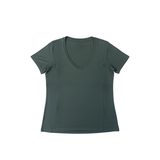 T-shirt d'allaitement à col en V, vert forêt