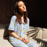 Ladies Pajamas Set Mediterranean Lemons