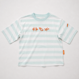 Camiseta oversize niño rayas conchas seafoam