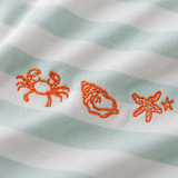 Camiseta oversize niño rayas conchas seafoam