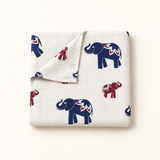 Elefanti in mussola blu navy