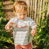 Camiseta oversize niño rayas conchas seafoam