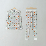 Conjunto de pijama infantil de bambú Miffy «Checkered Bloom», vista frontal