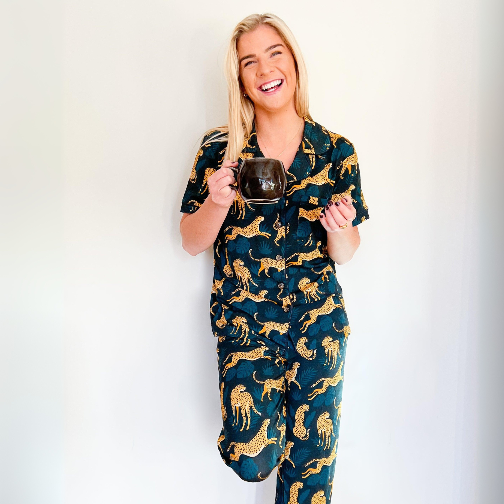 Women's Bamboo Pyjama Long Set - Cheetah